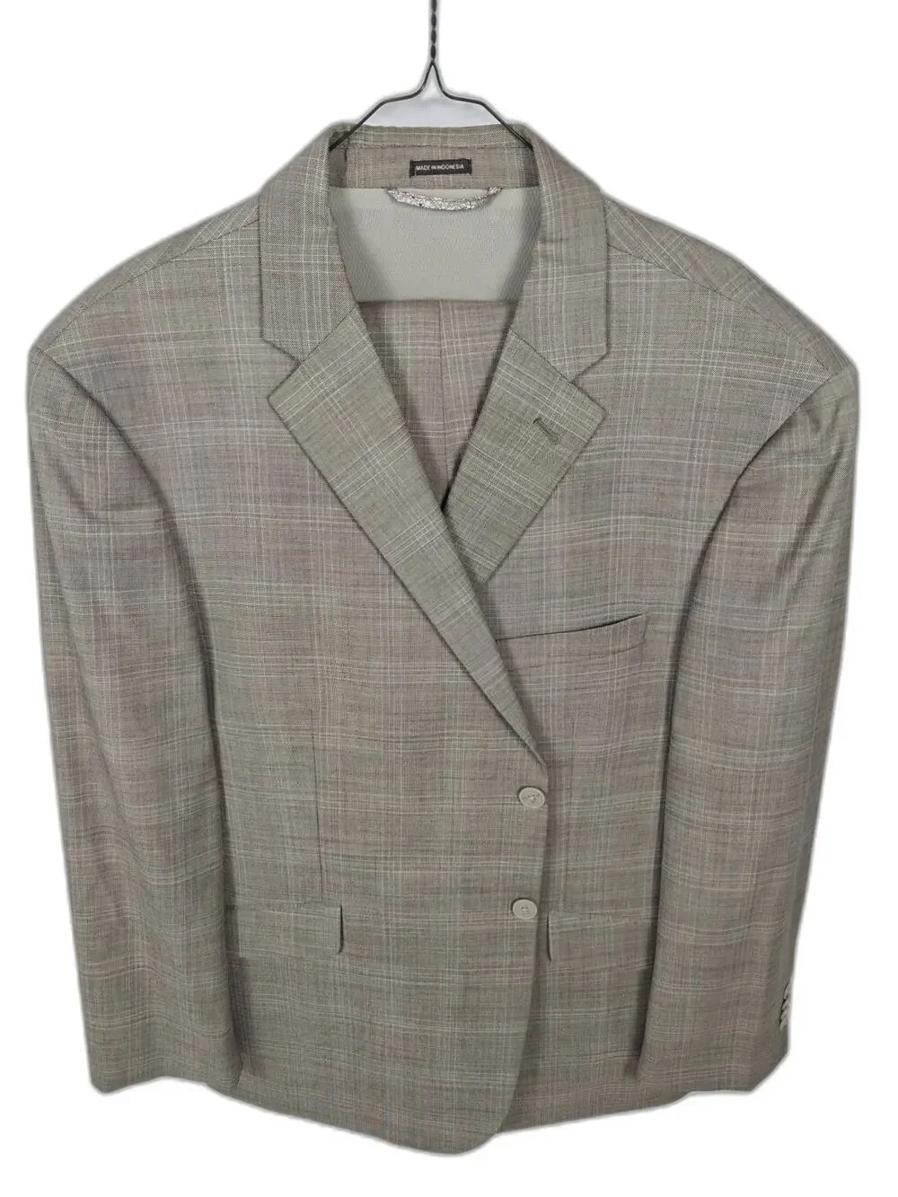 Joseph Abboud Men's Tan Windowpane Plaid Suit 2-Piece Set Size 48 Short Beige